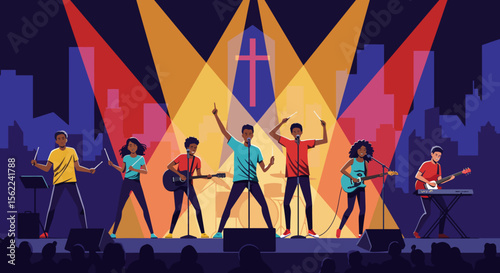Gospel Music Concert Energetic Performance on Stage