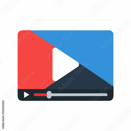 Flat Video Icon Suitable for Online Learning Platforms,LMS Course Content Symbol, Modern Digital Media Play Button Vector Graphic