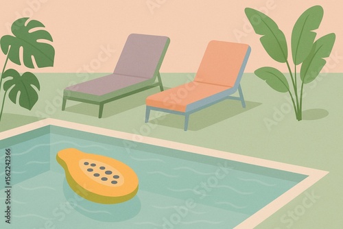 Dreamy Pastel Poolside Minimal Summer Escape with Tropical Flair