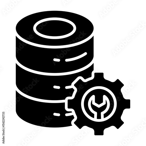 Db rack with gear, icon of server setting