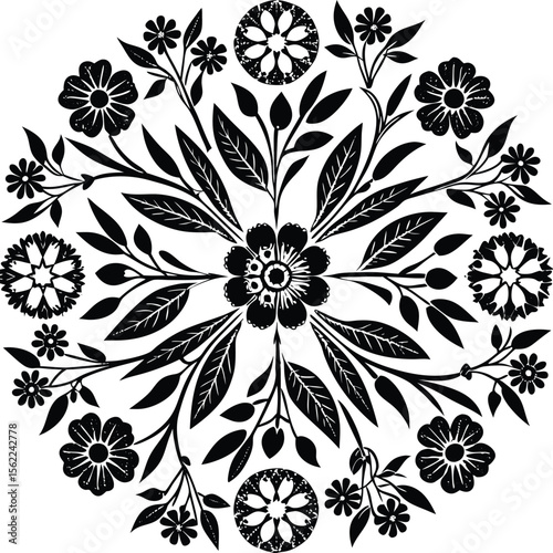 Black and white floral background