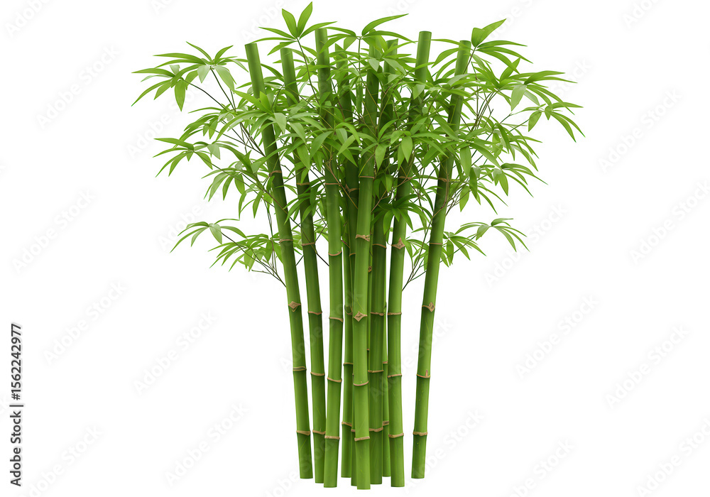 Obraz premium Vibrant green bamboo stalks with lush leaves isolated on transparent background