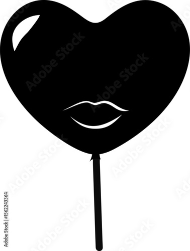 Vibrant Red Lollipop Heart with Bubbly and Whimsical Design Elements