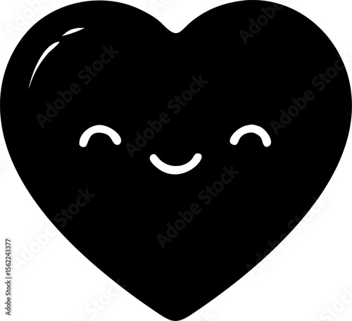 Pink Heart Smiling Face Simple Cartoon Illustration for Graphic Design Projects