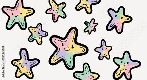 Whimsical Pastel Starfish Pattern Background Illustration
