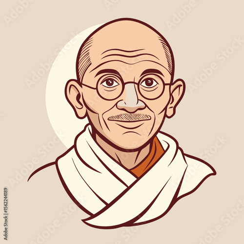 Mahatma Gandhi Minimalist Vector Portrait Illustration