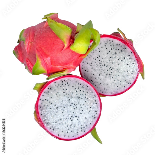 dragon fruit on white background