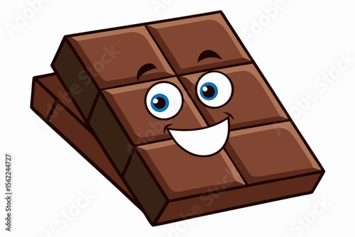 Happy chocolate bar with blue eyes sweet food