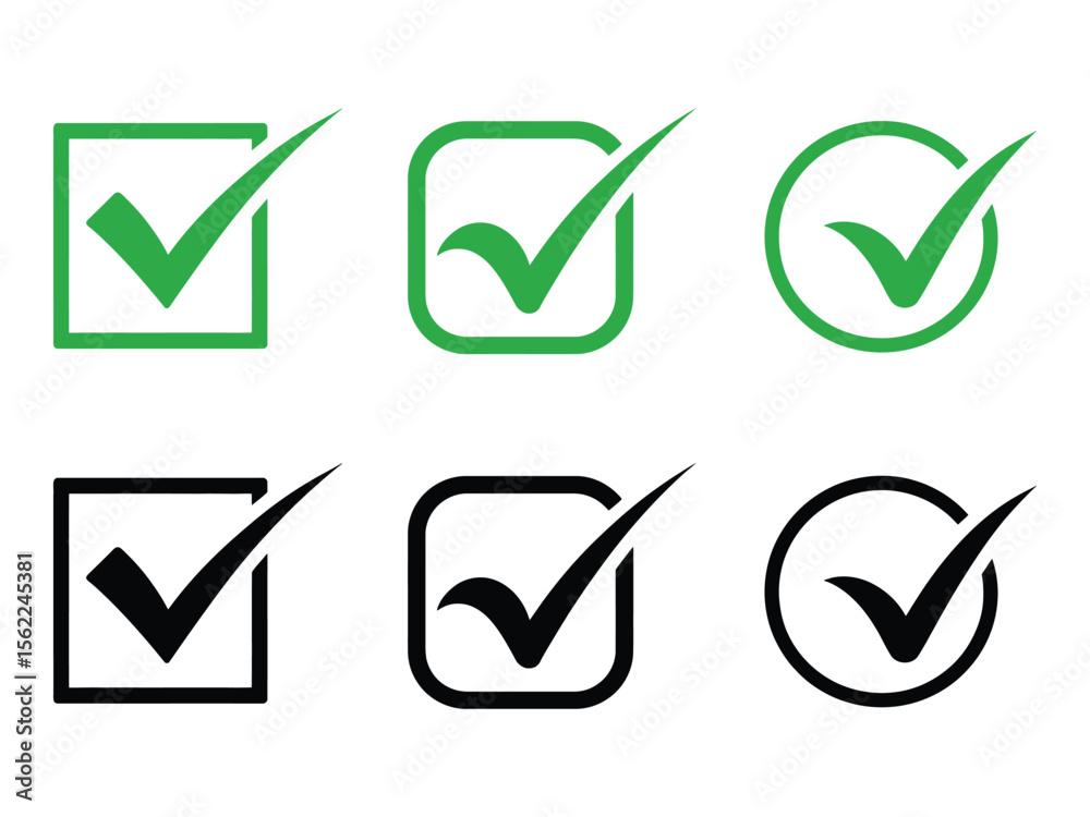 Collection of checkbox icon vector isolated on white background