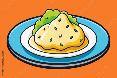 Creamy chicken dish with green garnish garlic parmesan food illustration