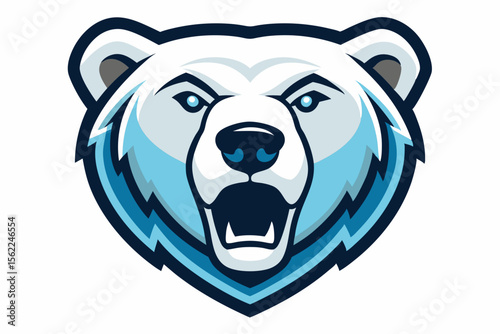 Fierce Polar Bear Mascot Head animal vector