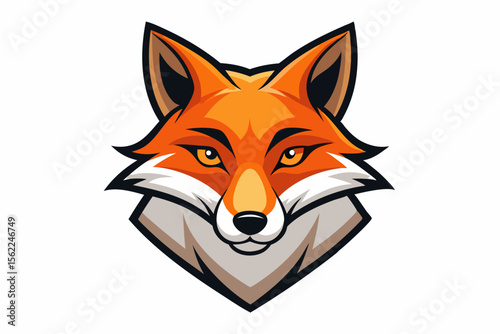 Bold Orange Fox Head Emblem animal logo