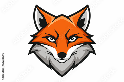 Fierce Orange Fox Head Emblem animal grey