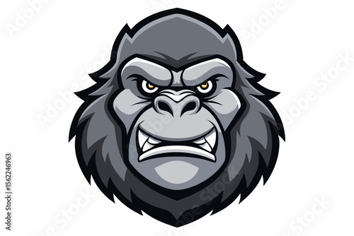 Fierce Gorilla Head Vector Art primate animal