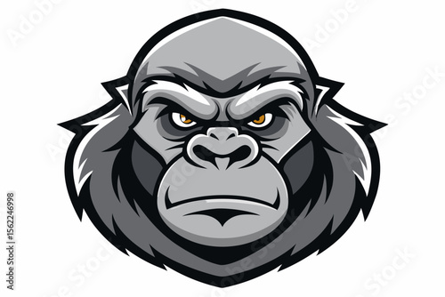 Fierce Gorilla Head Vector Art primate animal