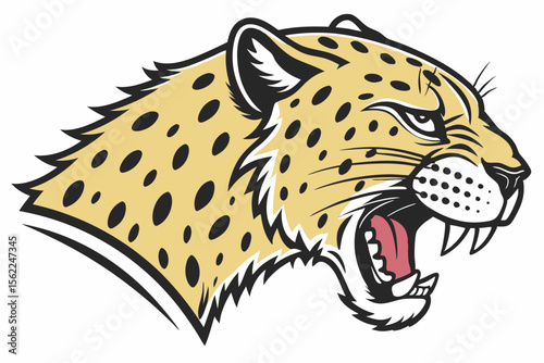 Fierce Jaguar Head Roaring Aggressively animal feline