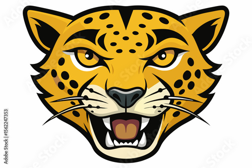 Fierce Jaguar Head Vector Art animal illustration