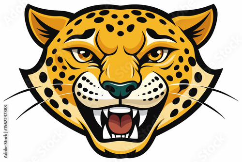 Fierce Jaguar Head Vector Art animal wild