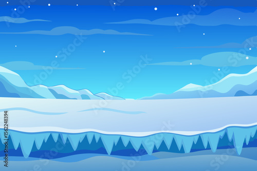Arctic landscape with snow and ice formations winter