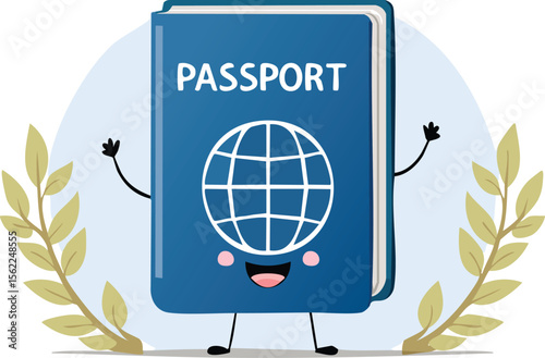 Friendly Passport Smiling and Waving, Ready for Adventure