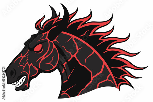 Fiery Black Horse Head Mascot vector
