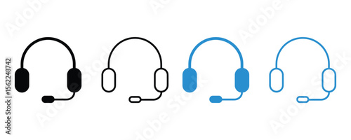 Headphone icon set vector isolated on white background 