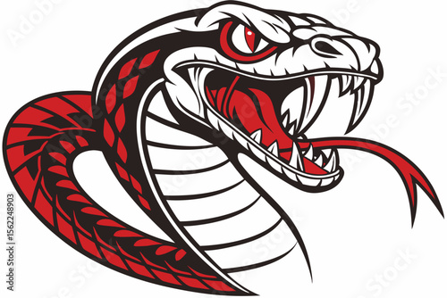 Menacing Cobra Head with Red Accents snake aggressive