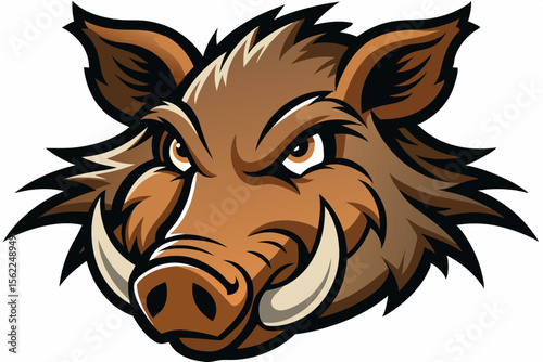 Fierce wild boar head mascot animal aggressive