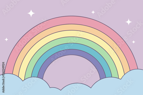 Pastel Rainbow with Clouds and Stars gradient