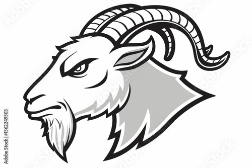 Stylized Goat Head with Curled Horns animal