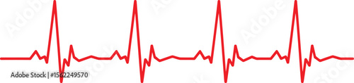 Bright red electrocardiogram traces pulse, representing health and well being, and the importance of medical diagnostics.