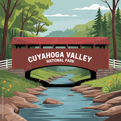 Red Covered Bridge in Cuyahoga Valley Park