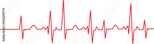 Red heart beat line displays rhythm of life on white backdrop, showcasing wellness and vital statistics.