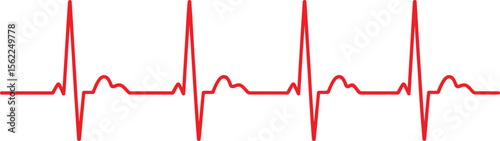 Red heartbeat line illustrating a normal sinus rhythm on a white background, symbolizing health and cardiology