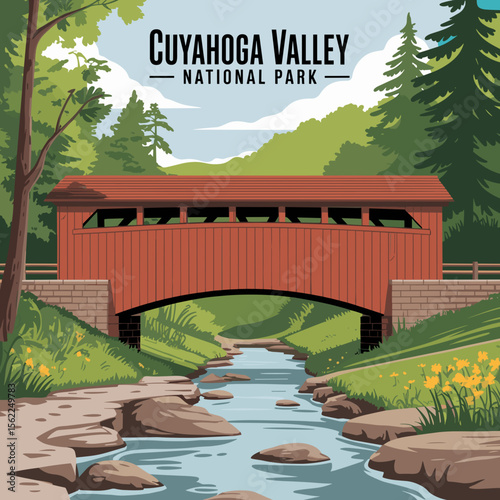 Red Covered Bridge in Cuyahoga Valley Park