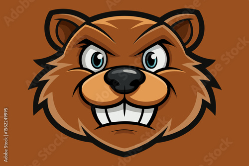 Fierce Cartoon Beaver Head animal mascot
