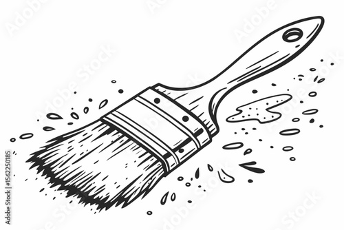 Paintbrush with ink splash and splatter vector