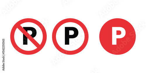 Parking prohibition and permission signs showcase transportation and traffic regulations in urban environments.