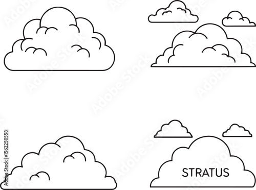 Simple Cloud Line Icons for Weather and Meteorology