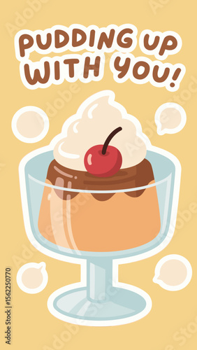 Pudding Up With You dessert in glass bowl with cherry topping