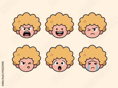 Emotional Expressions of a Cartoon Character with Blonde Hair