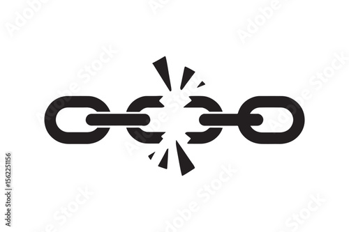 chain breaking icon silhouette vector art illustration on white background