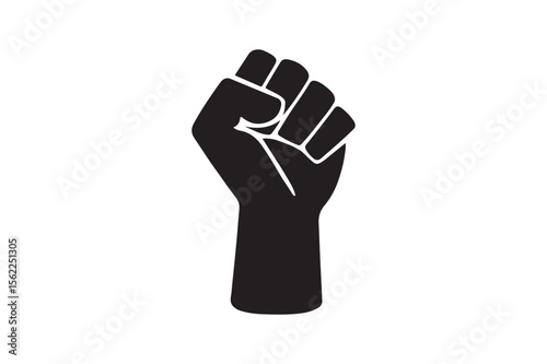 clenched fist silhouette vector art illustration on white background