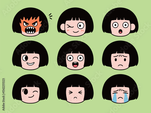 Emotional Expressions of a Cartoon Character with Various Facial Reactions