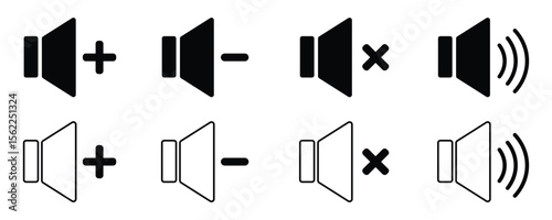 Audio volume control set. speaker icon. loudspeaker icon set vector isolated on white background