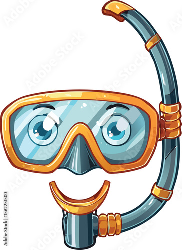 Goofy Snorkel Mask with Big Cartoon Eyes Ready to Dive