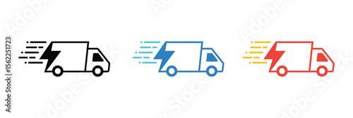 Electric delivery truck icons vector illustration. fast delivery line icon vector. shipping line icon