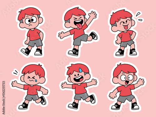 Emotional Expressions of a Red Haired Boy in Various Situations