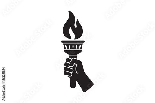freedom torch silhouette vector art illustration on white background