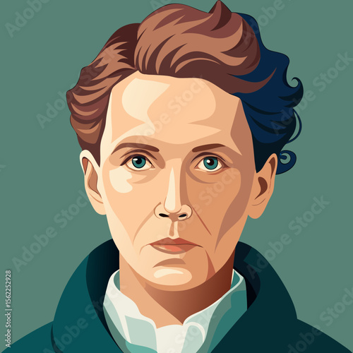 Marie Curie Realistic Vector Portrait Illustration